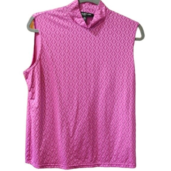 Jones New York Pink Mock Neck Sleeveless Geometric Top LG - Picture 1 of 10